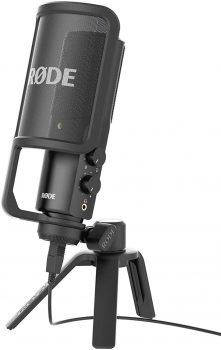 Rode NT-USB Microfono a Condensatore con Filtro Anti-pop e Supporto da Tavolo, Compatibile con iPad, Cavo USB da 6 m, Nero/Antracite