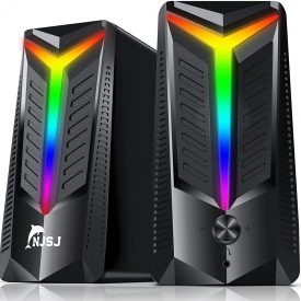 Cassa Bluetooth PC ,10W RGB Altoparlante Stereo USB 2.0 Gaming Speaker Subwoofer Portatile per Computer Laptop iPhone 12