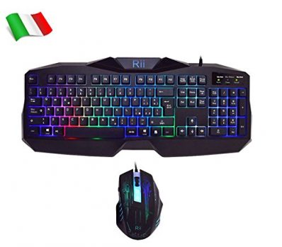 Tastiera Gaming Rii RK400 + Mouse da gioco 2000 DPI