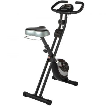 Ultrasport F-Bike Heavy, Cyclette da Allenamento, Home Trainer, Bici da Fitness con Computer di Allenamento e Sensori delle Pulsazioni, Pieghevole, Nero/Argento