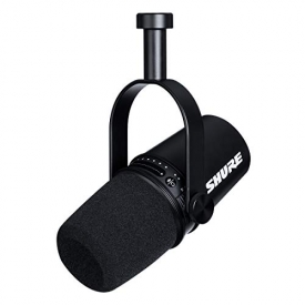 Shure Microfono Podcast USB MV7 per Podcasting, registrazione, Live Streaming & Gaming, uscita cuffie integrata, microfono dinamico USB/XLR interamente in metallo, certificato TeamSpeak – Nero