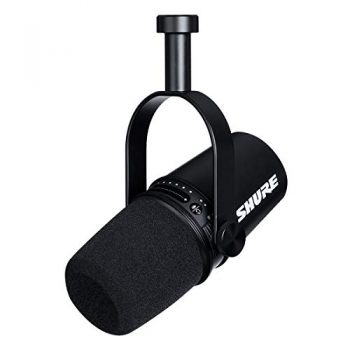 Shure Microfono Podcast USB MV7 per Podcasting, registrazione, Live Streaming & Gaming, uscita cuffie integrata, microfono dinamico USB/XLR interamente in metallo, certificato TeamSpeak – Nero